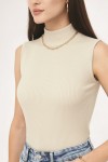 Balıkçı Yaka Triko Body N3238 Taş Rengi