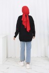 Fiyonk Desenli Triko Kazak N3251 Siyah
