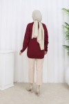 Kalp Nakışlı Triko Kazak N3254 Bordo
