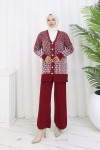 Desenli Triko Hırka Takım S1044 Bordo