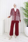 Desenli Triko Hırka Takım S1044 Bordo