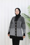 Desenli Triko Hırka Takım S1044 Siyah