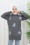 Çiçekli Triko Tunik S3010 Antrasit Çiçekli Triko Tunik S3010 Antrasit