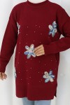 Çiçekli Triko Tunik S3010 Bordo Çiçekli Triko Tunik S3010 Bordo