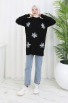 Çiçekli Triko Tunik S3010 Siyah Çiçekli Triko Tunik S3010 Siyah