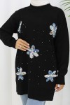 Çiçekli Triko Tunik S3010 Siyah Çiçekli Triko Tunik S3010 Siyah