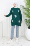 Çiçekli Triko Tunik S3010 Zümrüt Yeşili Çiçekli Triko Tunik S3010 Zümrüt Yeşili