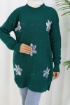 Çiçekli Triko Tunik S3010 Zümrüt Yeşili Çiçekli Triko Tunik S3010 Zümrüt Yeşili