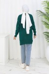 Çiçekli Triko Tunik S3010 Zümrüt Yeşili Çiçekli Triko Tunik S3010 Zümrüt Yeşili