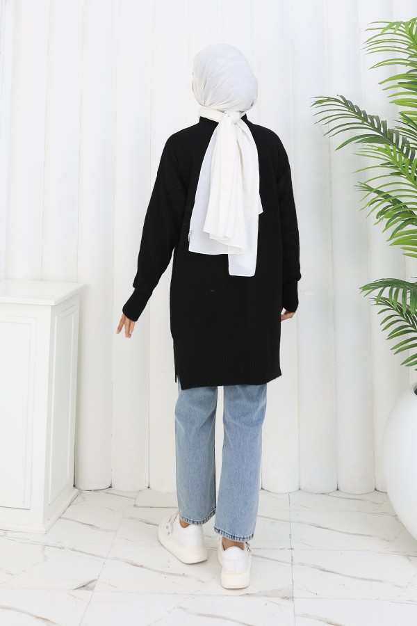 Desenli Triko Tunik S3027 Siyah Desenli Triko Tunik S3027 Siyah