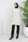 Desenli Triko Tunik S3027 Taş Rengi