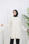 Desenli Triko Tunik S3027 Taş Rengi