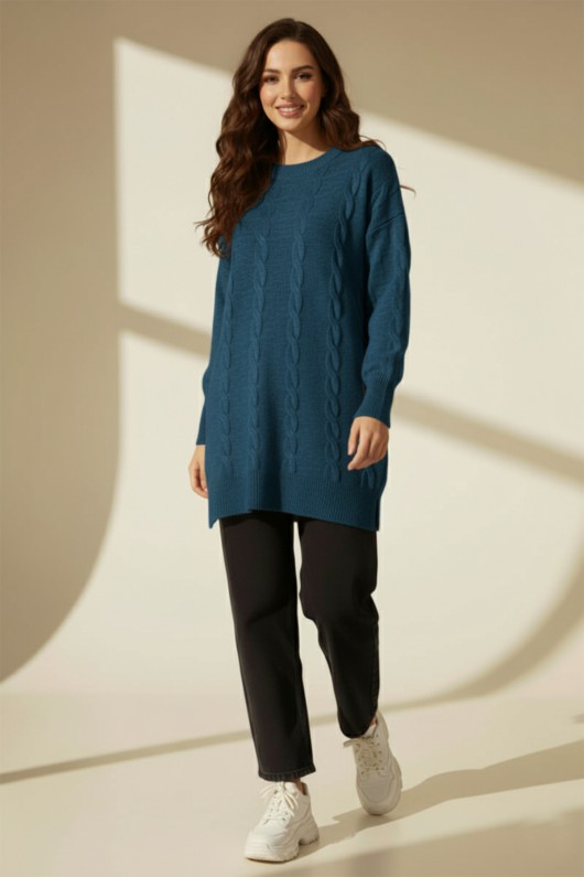 Örgülü Triko Kazak K6005 Petrol Örgülü Triko Kazak K6005 Petrol