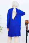 Kolu Desenli Merserize Tunik K5012 Saks Mavisi