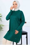 Kolu Desenli Merserize Tunik K5012 Zümrüt Yeşili Kolu Desenli Merserize Tunik K5012 Zümrüt Yeşili