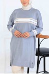 Şerit Detaylı Merserize Tunik K5020 Gri Şerit Detaylı Merserize Tunik K5020 Gri