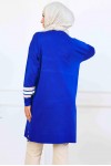 Şerit Detaylı Merserize Tunik K5020 Saks Mavisi