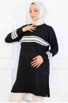 Şerit Detaylı Merserize Tunik K5020 Siyah Şerit Detaylı Merserize Tunik K5020 Siyah