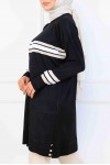 Şerit Detaylı Merserize Tunik K5020 Siyah Şerit Detaylı Merserize Tunik K5020 Siyah