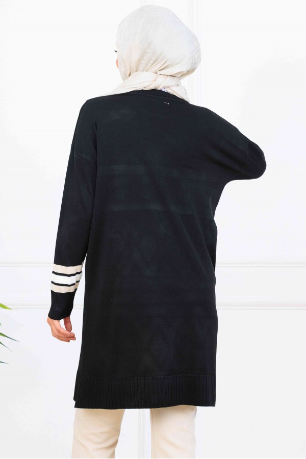 Şerit Detaylı Merserize Tunik K5020 Siyah Şerit Detaylı Merserize Tunik K5020 Siyah