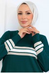 Şerit Detaylı Merserize Tunik K5020 Zümrüt Yeşili