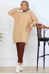 Desenli Triko Tunik K6003 Bej Desenli Triko Tunik K6003 Bej