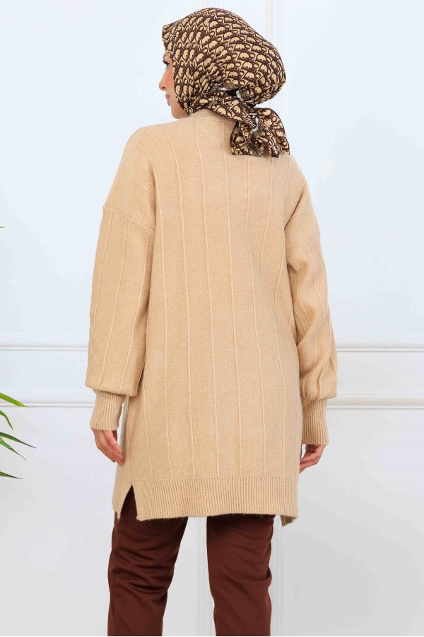 Desenli Triko Tunik K6003 Bej Desenli Triko Tunik K6003 Bej