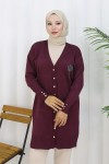 Yaka Detaylı Uzun Merserize Hırka N3260 Mürdüm Yaka Detaylı Uzun Merserize Hırka N3260 Mürdüm