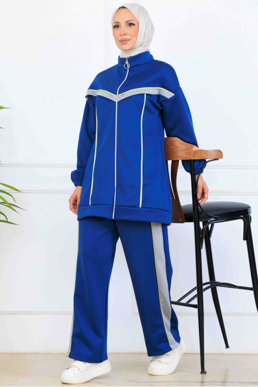 Şerit Detaylı Scuba İkili Takım N5347 Mavi Şerit Detaylı Scuba İkili Takım N5347 Mavi