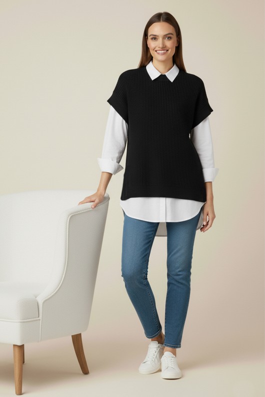 Saç Örgü Süveter H25310 Siyah Saç Örgü Süveter H25310 Siyah