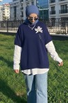 Fitilli Oversize Triko Süveter H25304 Lacivert