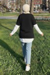 Fitilli Oversize Triko Süveter H25304 Siyah