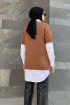 Fitilli Oversize Triko Süveter H25304 Vizon