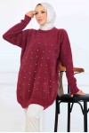 Taş Detaylı Triko Tunik S3008 Mürdüm Taş Detaylı Triko Tunik S3008 Mürdüm
