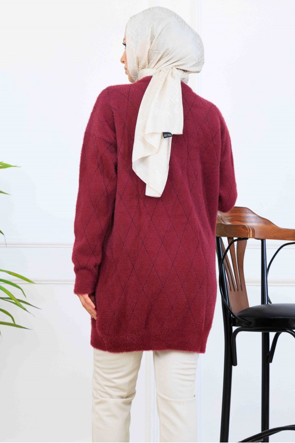 Taş Detaylı Triko Tunik S3008 Mürdüm Taş Detaylı Triko Tunik S3008 Mürdüm