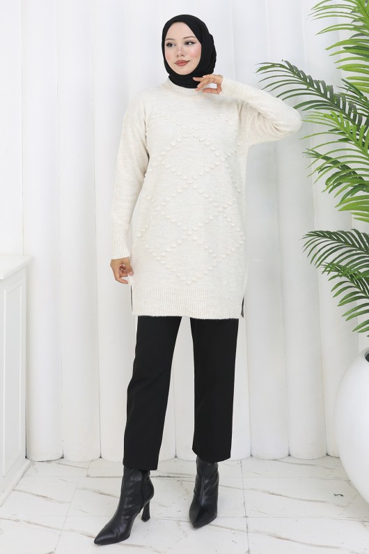 Triko Kazak S3019 Taş Rengi Triko Kazak S3019 Taş Rengi