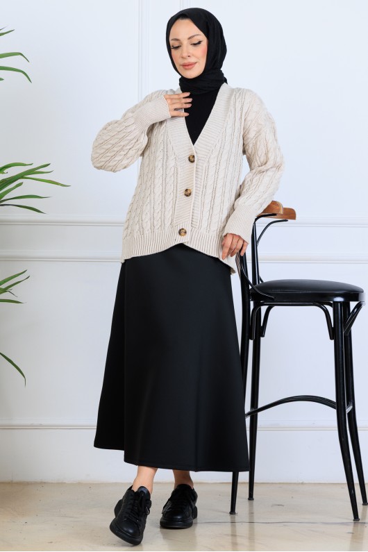 Saç Örgü Kısa Triko Hırka S4000 Taş Rengi Saç Örgü Kısa Triko Hırka S4000 Taş Rengi