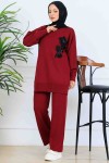 İşleme Detay Triko Takım S1067 Bordo İşleme Detay Triko Takım S1067 Bordo