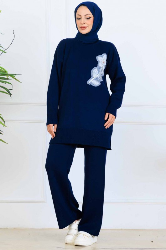 İşleme Detay Triko Takım S1067 Lacivert İşleme Detay Triko Takım S1067 Lacivert