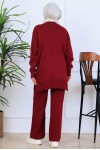 Nakış İşleme Detaylı Triko Takım S1120 Bordo