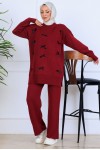 Fiyonk Detaylı Triko Takım S1106 Bordo