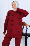 Fiyonk Detaylı Triko Takım S1106 Bordo