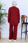 Fiyonk Detaylı Triko Takım S1106 Bordo
