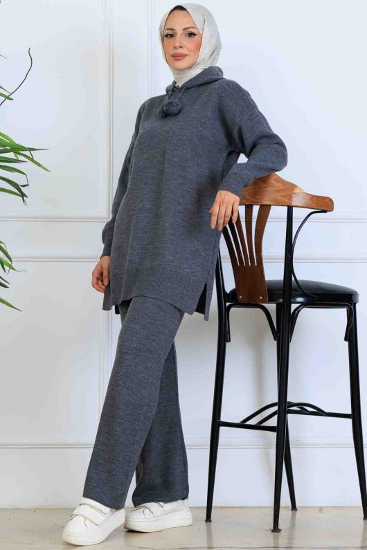 Kapüşonlu Triko Takım S1079 Antrasit Kapüşonlu Triko Takım S1079 Antrasit