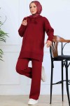 Kapüşonlu Triko Takım S1079 Bordo Kapüşonlu Triko Takım S1079 Bordo