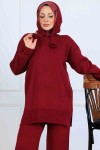 Kapüşonlu Triko Takım S1079 Bordo Kapüşonlu Triko Takım S1079 Bordo