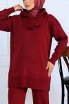Kapüşonlu Triko Takım S1079 Bordo Kapüşonlu Triko Takım S1079 Bordo