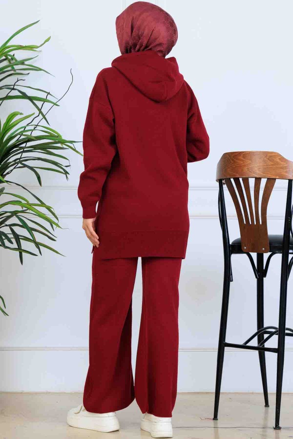 Kapüşonlu Triko Takım S1079 Bordo Kapüşonlu Triko Takım S1079 Bordo