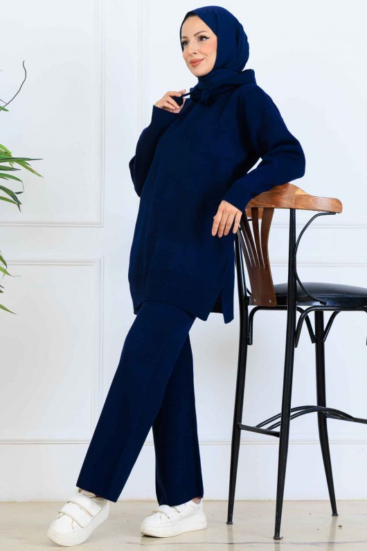 Kapüşonlu Triko Takım S1079 Lacivert Kapüşonlu Triko Takım S1079 Lacivert