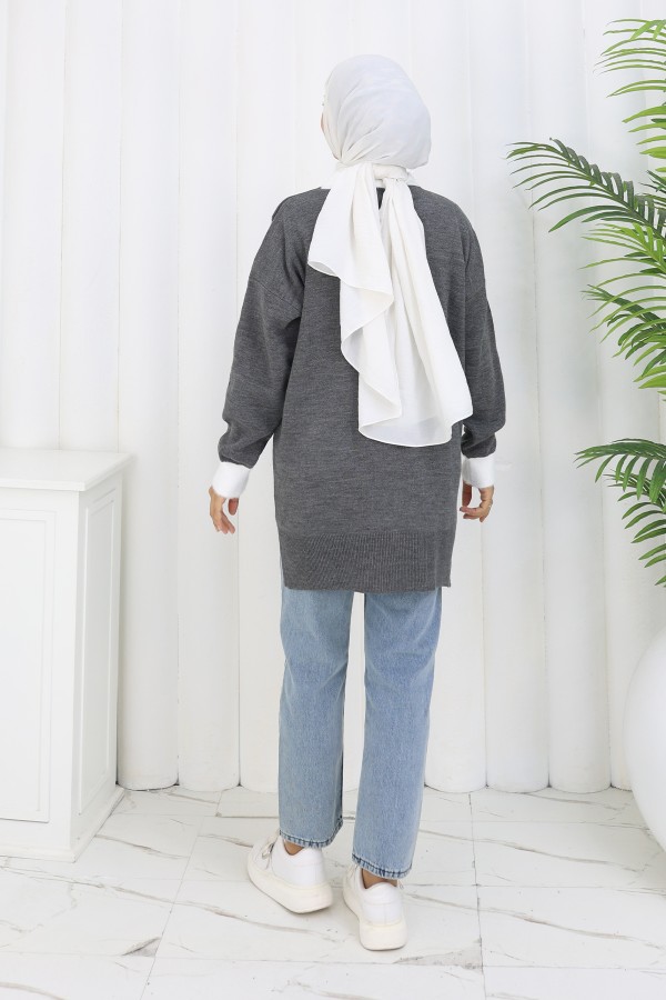 Desenli Triko Tunik S3017 Antrasit Desenli Triko Tunik S3017 Antrasit